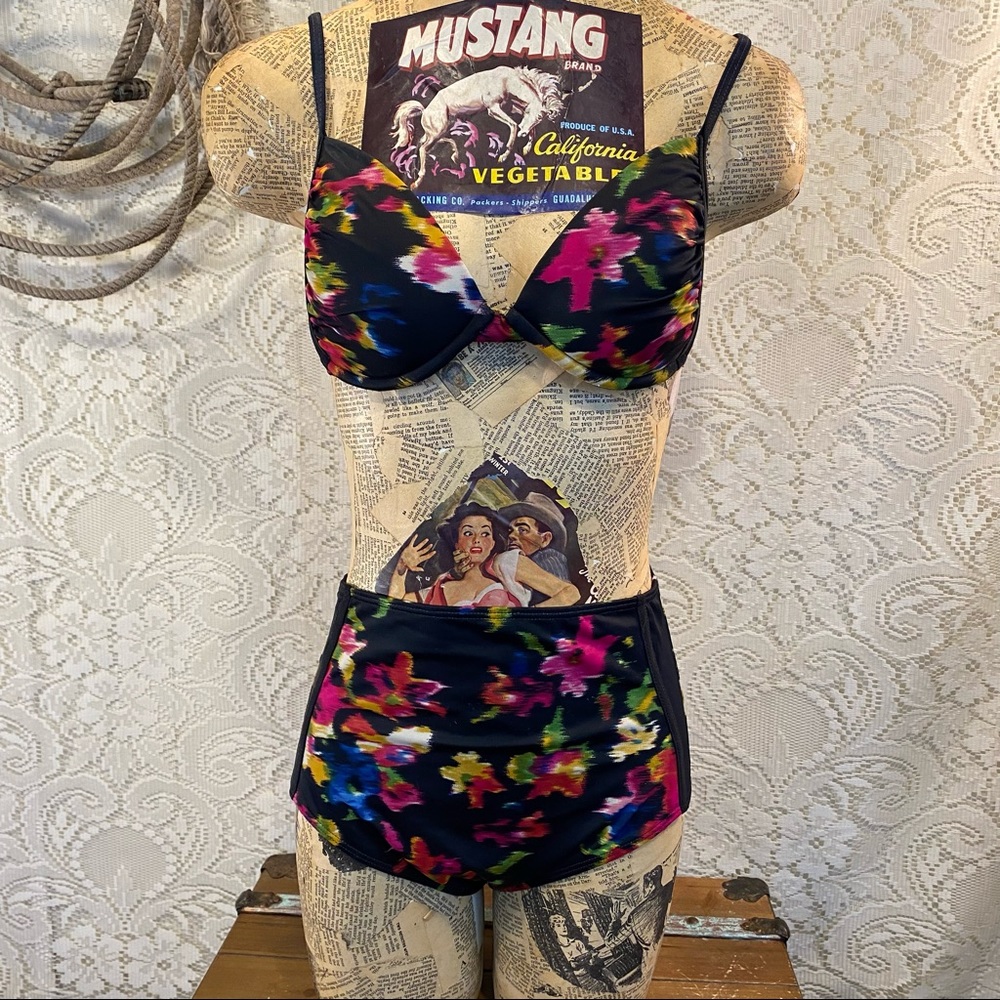 Floral Print Shape Fx Swimwear High Waist bikini